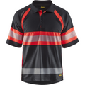 Blaklader High Vis UV Protection Polo Shirt, Black/High Vis Red