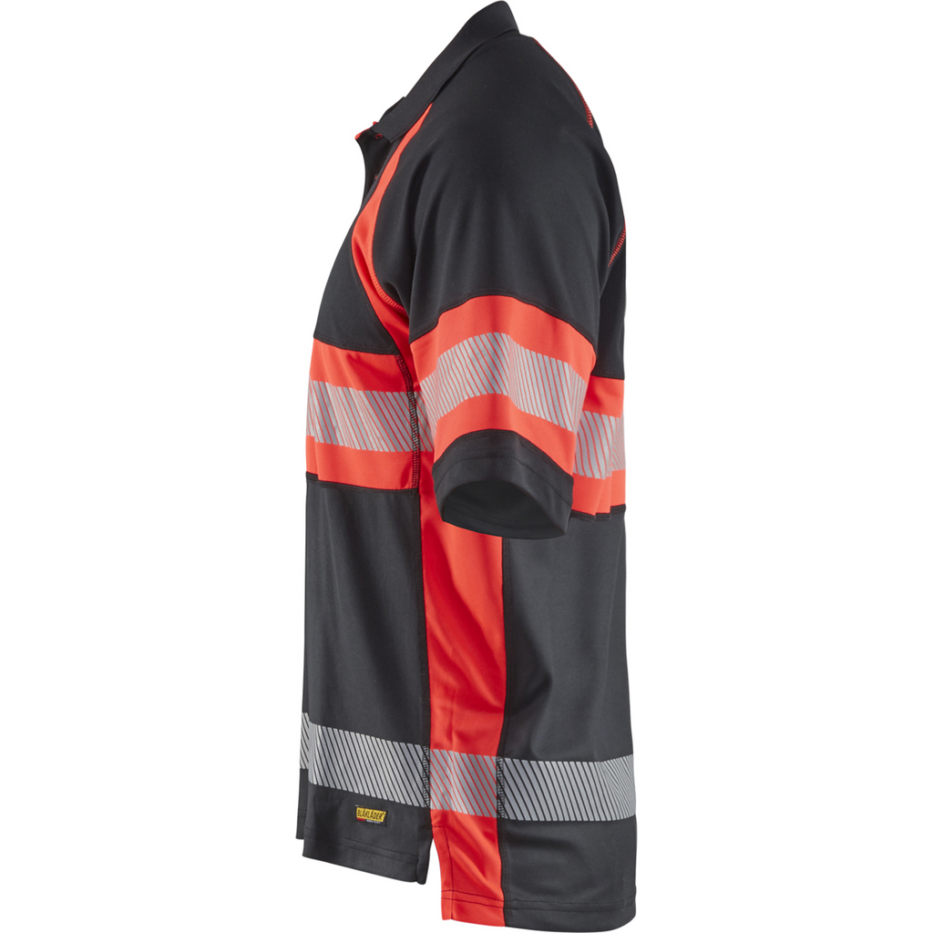 Blaklader High Vis UV Protection Polo Shirt, Black/High Vis Red (3)