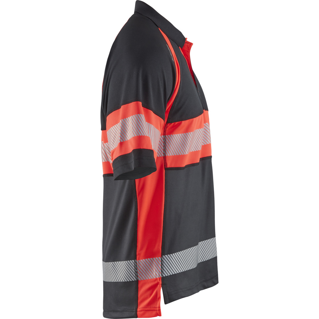 Blaklader High Vis UV Protection Polo Shirt, Black/High Vis Red (2)