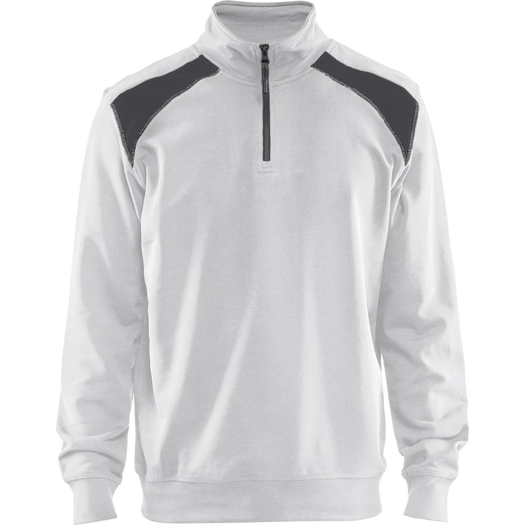 Blaklader Two-Tone Half-Zip Sweatshirt, White/Dark Grey