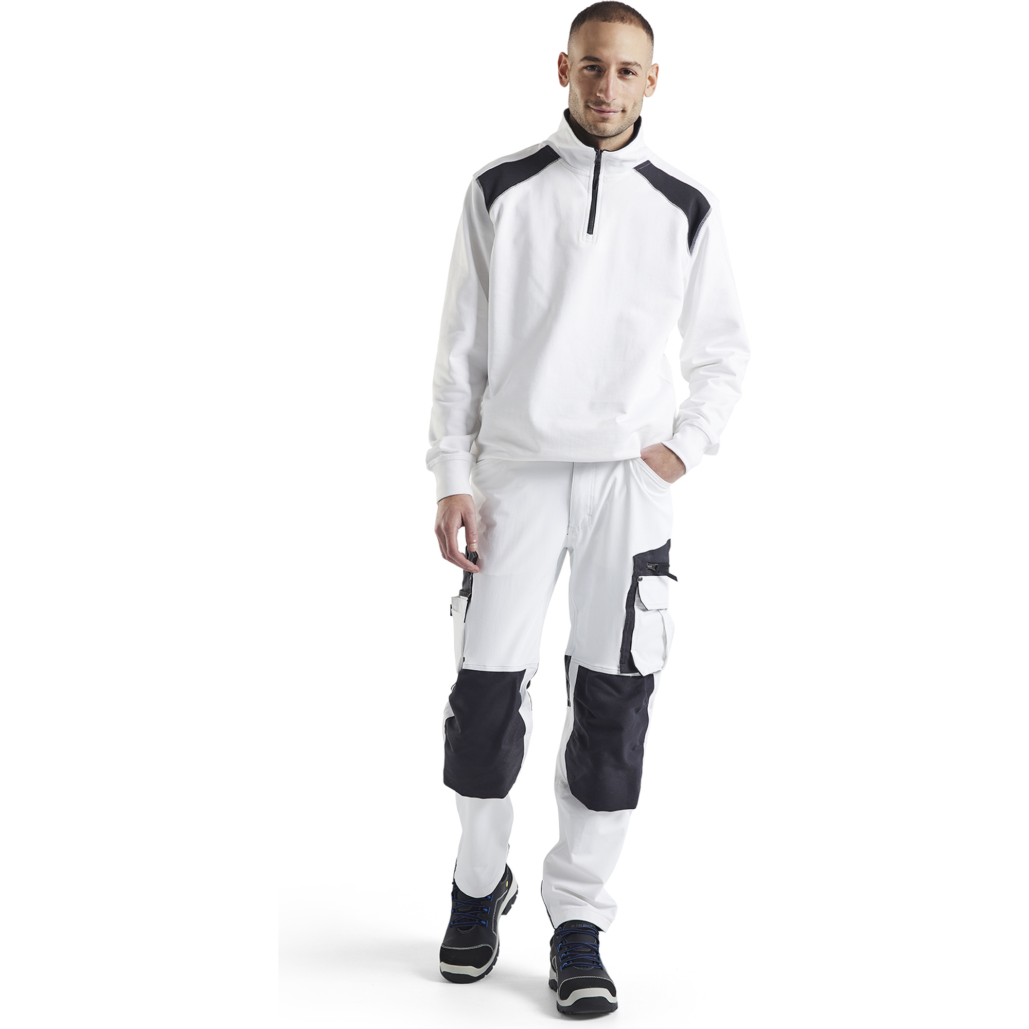 Blaklader Two-Tone Half-Zip Sweatshirt, White/Dark Grey (5)