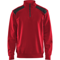Blaklader Two-Tone Half-Zip Sweatshirt, Red/Black