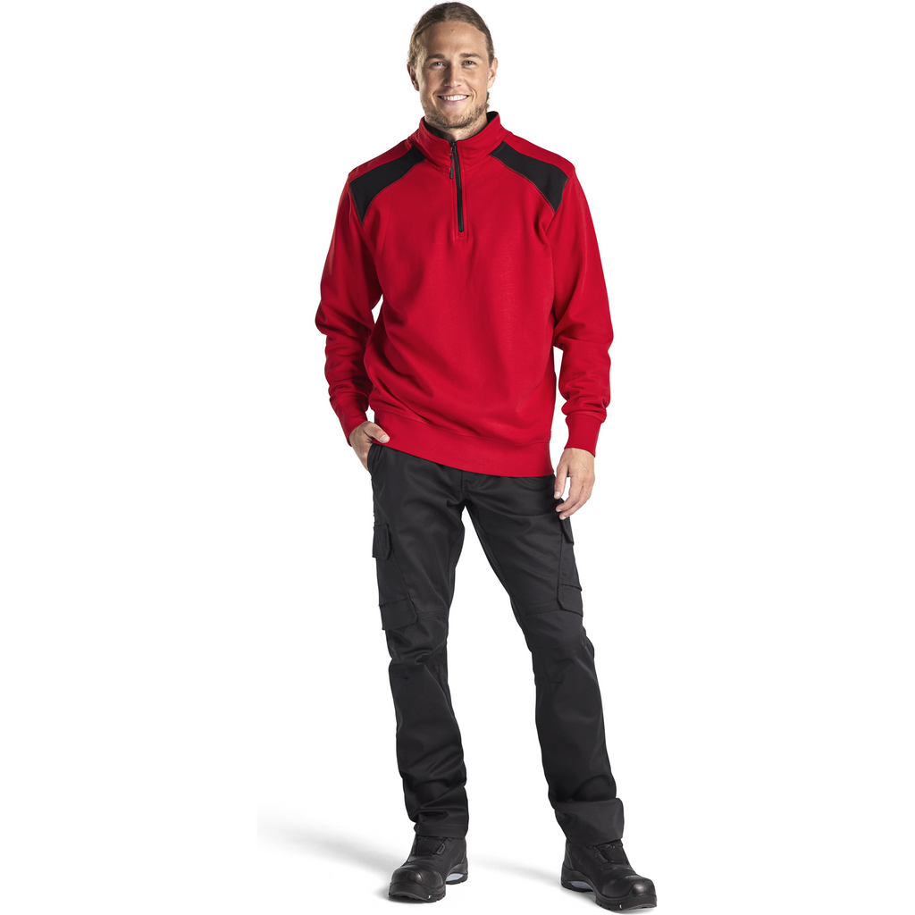 Blaklader Two-Tone Half-Zip Sweatshirt, Red/Black (5)