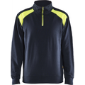 Blaklader Two-Tone Half-Zip Sweatshirt, Dark Navy/Yellow