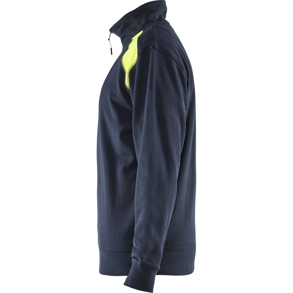 Blaklader Two-Tone Half-Zip Sweatshirt, Dark Navy/Yellow (2)