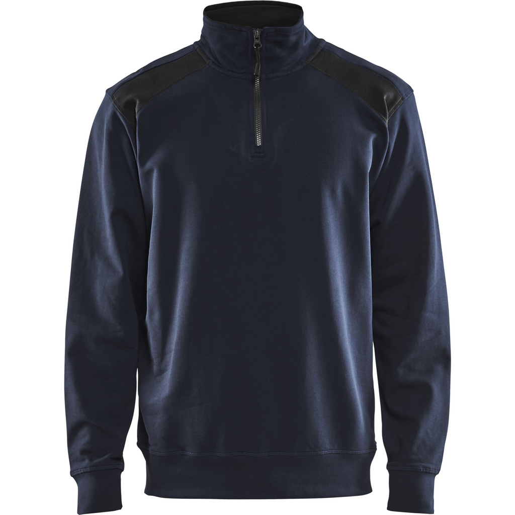 Blaklader Two-Tone Half-Zip Sweatshirt, Dark Navy/Black