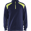 Blaklader Two-Tone Half-Zip Sweatshirt, Navy/Yellow