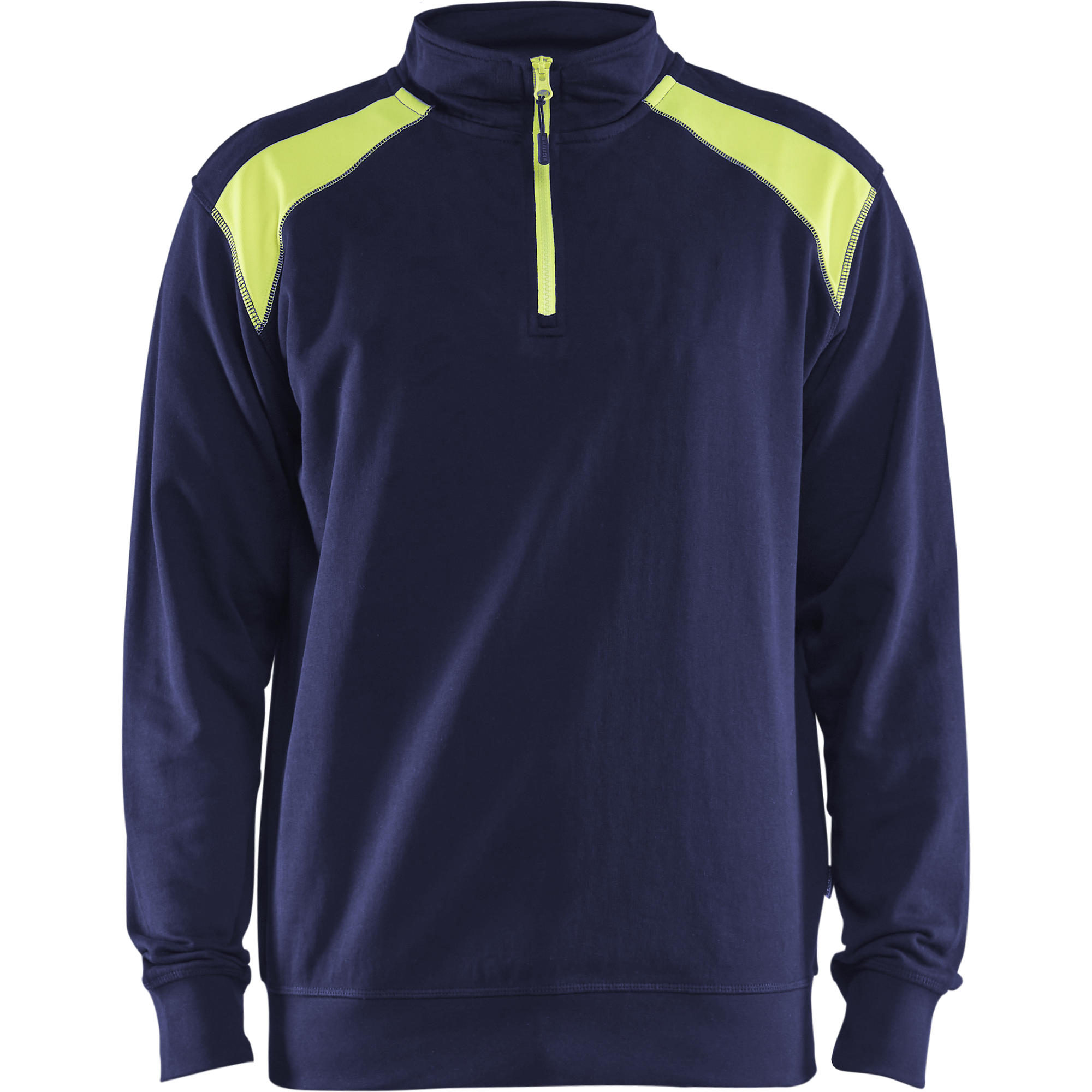 Blaklader Two-Tone Half-Zip Sweatshirt, Navy/Yellow