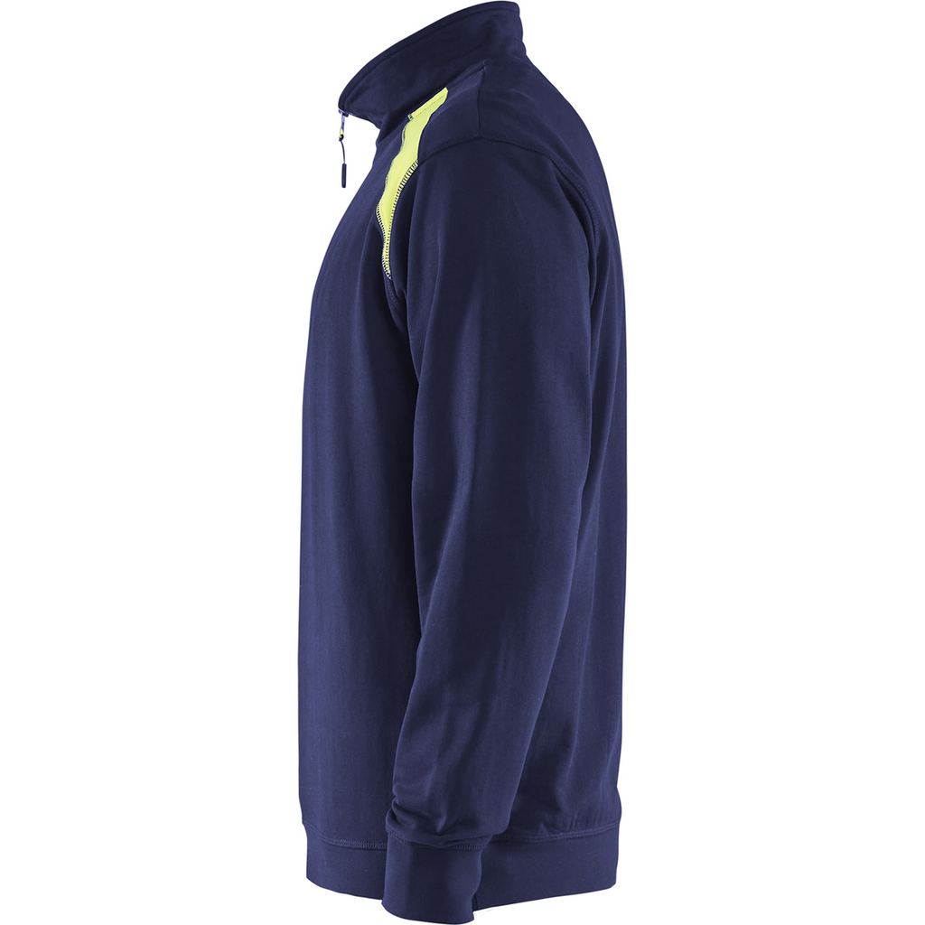 Blaklader Two-Tone Half-Zip Sweatshirt, Navy/Yellow (3)