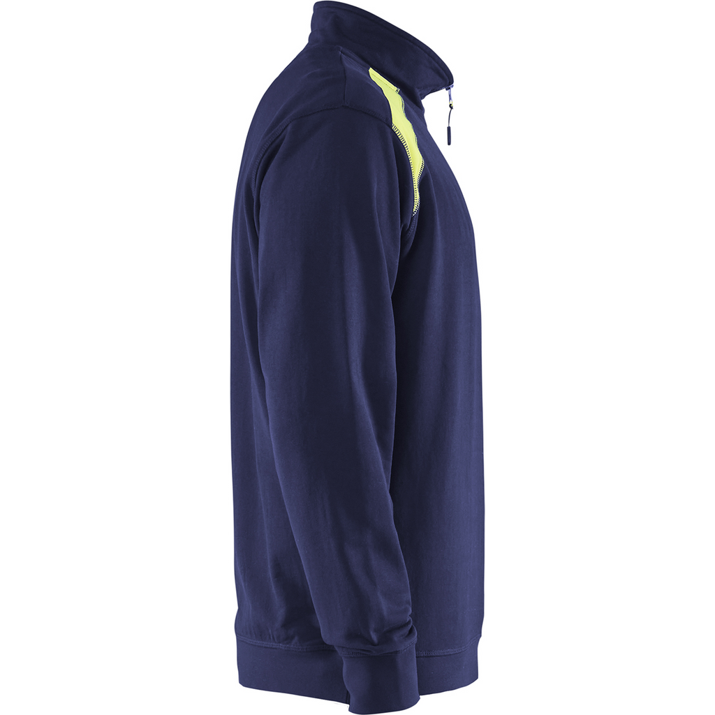 Blaklader Two-Tone Half-Zip Sweatshirt, Navy/Yellow (2)