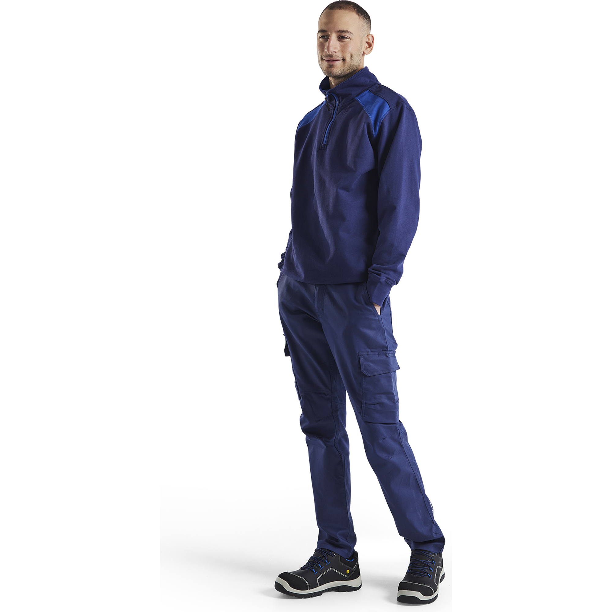Blaklader Two-Tone Half-Zip Sweatshirt, Navy Blue/Royal Blue (5)