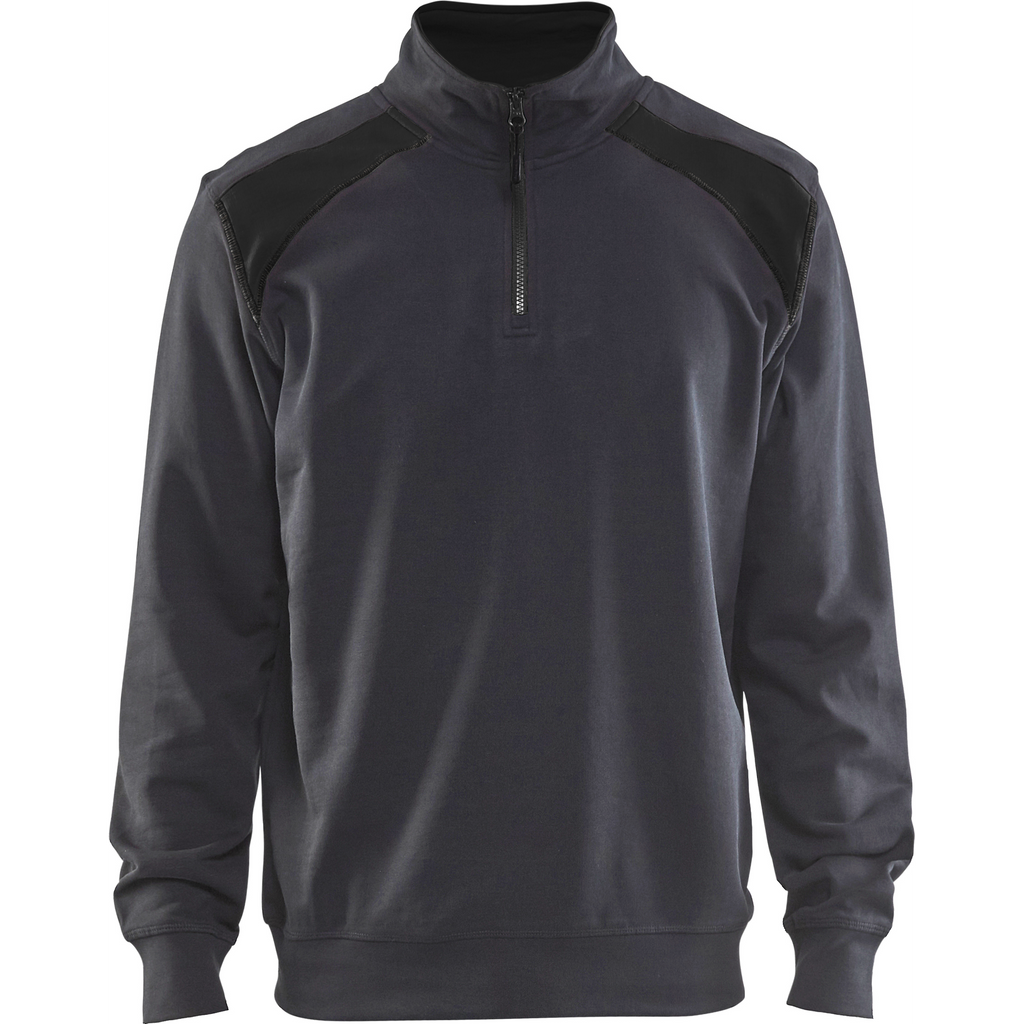 Blaklader 2-Tone Half-Zip Sweatshirt, Medium Grey/Black