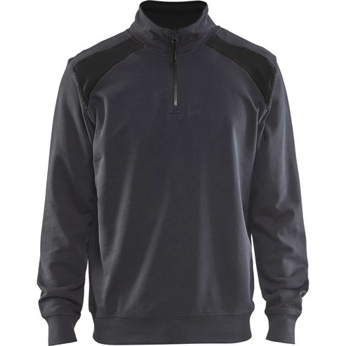 Blaklader 2-Tone Half-Zip Sweatshirt, Medium Grey/Black