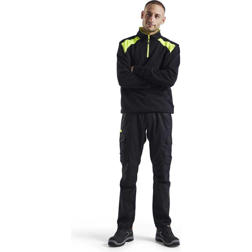 Blaklader Two-Tone Half-Zip Sweatshirt, Black/Yellow (5)