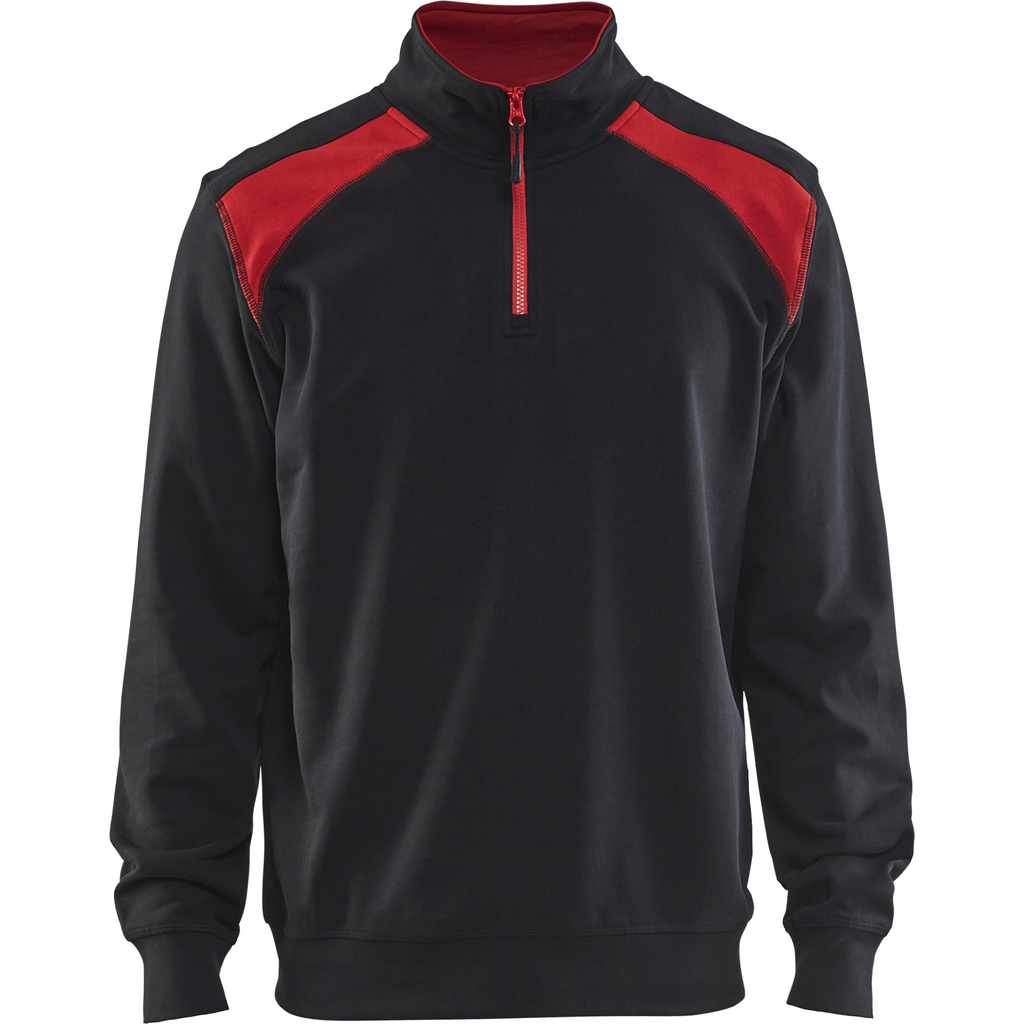 Blaklader 2-Tone Half-Zip Sweatshirt, Black/Red