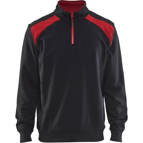 Blaklader 2-Tone Half-Zip Sweatshirt, Black/Red