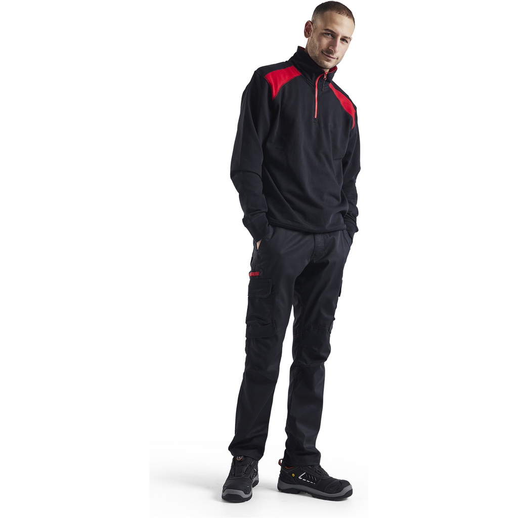 Blaklader 2-Tone Half-Zip Sweatshirt, Black/Red (4)
