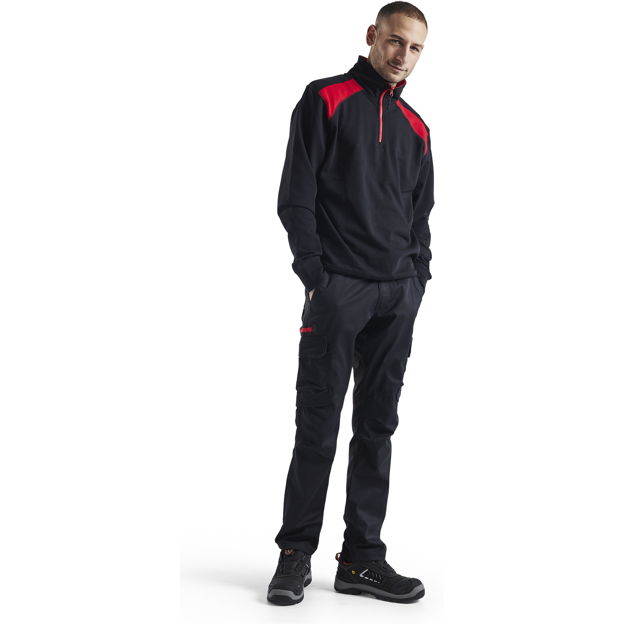 Blaklader 2-Tone Half-Zip Sweatshirt, Black/Red (4)