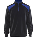 Blaklader Two-Tone Half-Zip Sweatshirt, Black/Cornflower Blue
