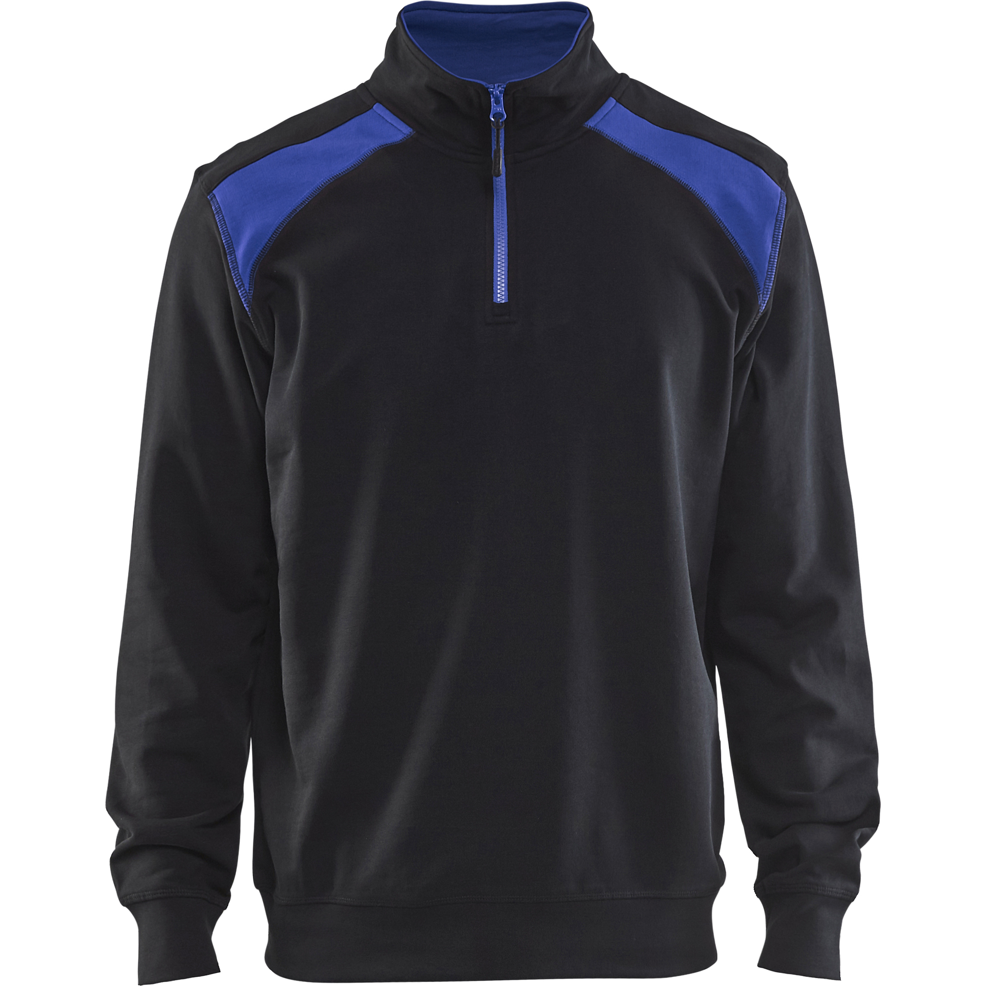 Blaklader Two-Tone Half-Zip Sweatshirt, Black/Cornflower Blue