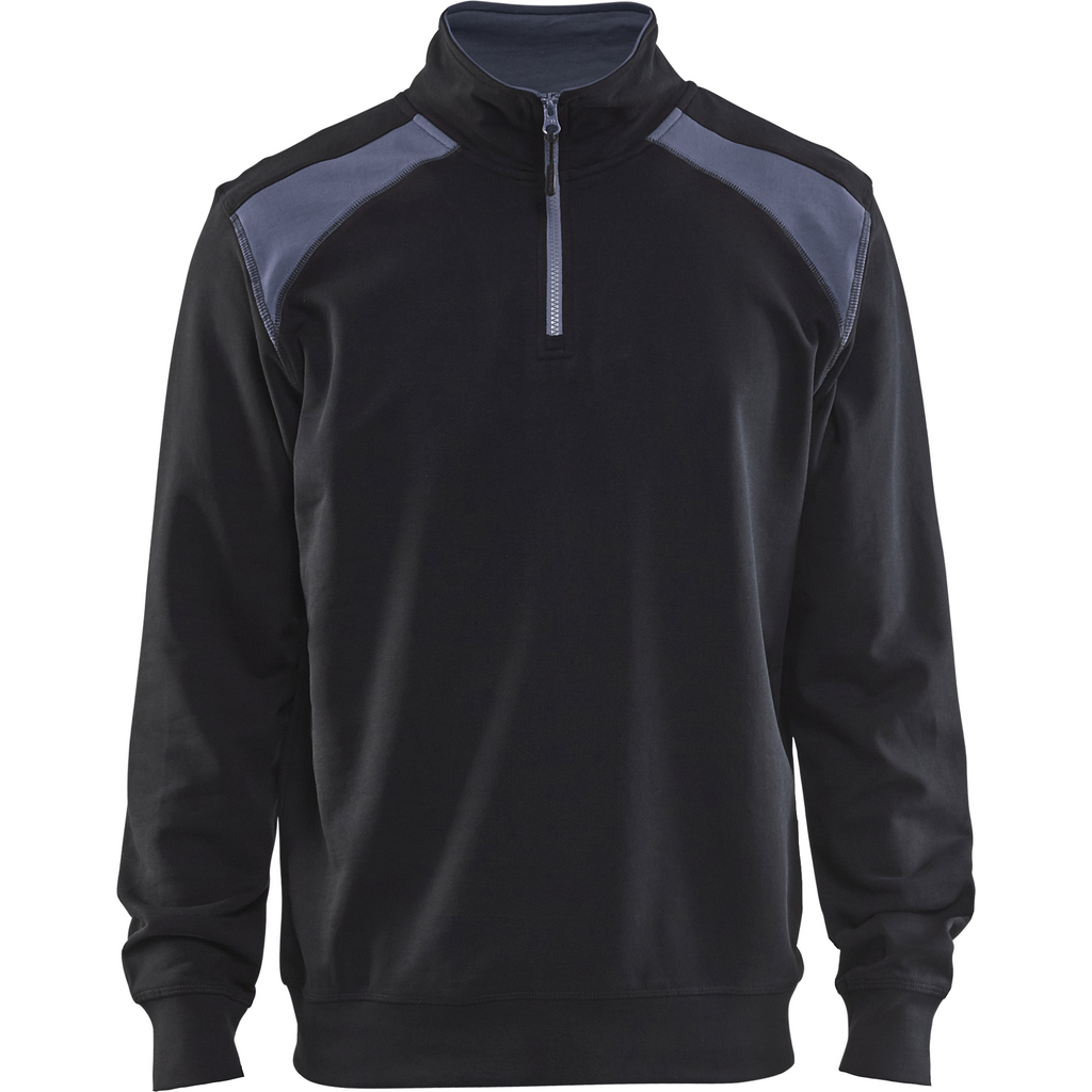 Blaklader Two-Tone Half-Zip Sweatshirt, Black/Grey