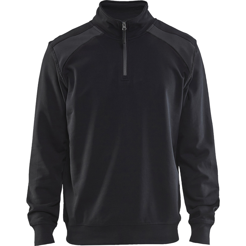 Blaklader Two-Tone Half-Zip Sweatshirt, Black/Medium Grey