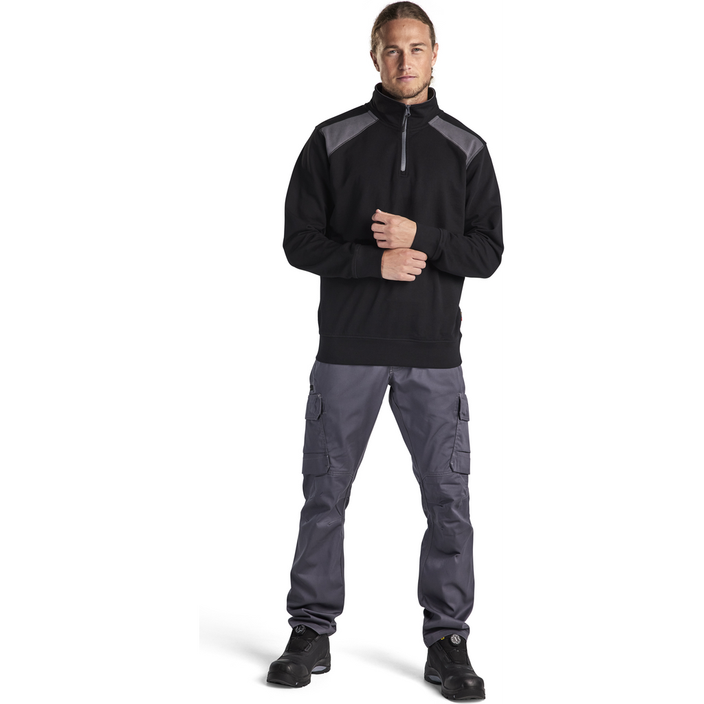Blaklader Two-Tone Half-Zip Sweatshirt, Black/Medium Grey (4)