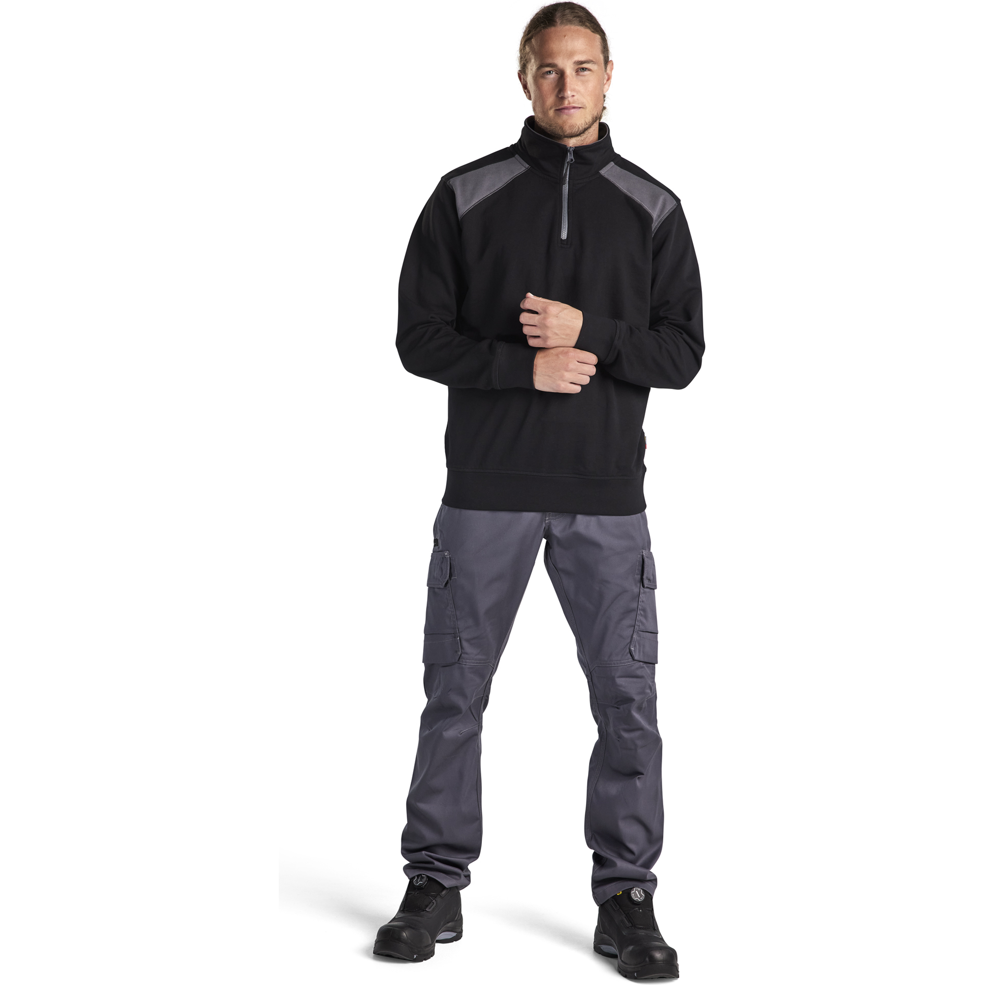 Blaklader Two-Tone Half-Zip Sweatshirt, Black/Medium Grey (4)