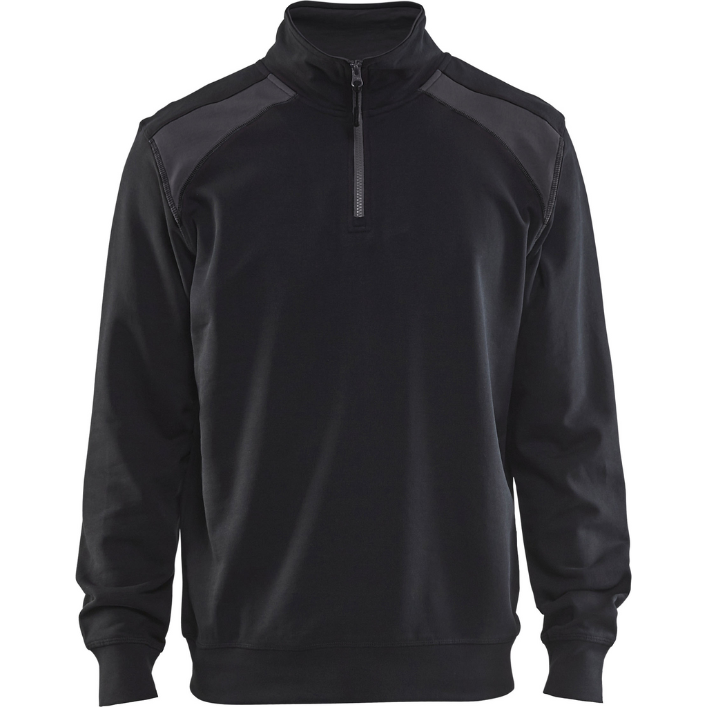 Blaklader Two-Tone Half-Zip Sweatshirt, Black/Dark Grey