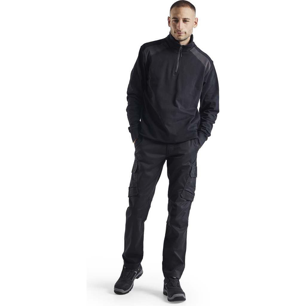 Blaklader Two-Tone Half-Zip Sweatshirt, Black/Dark Grey (2)