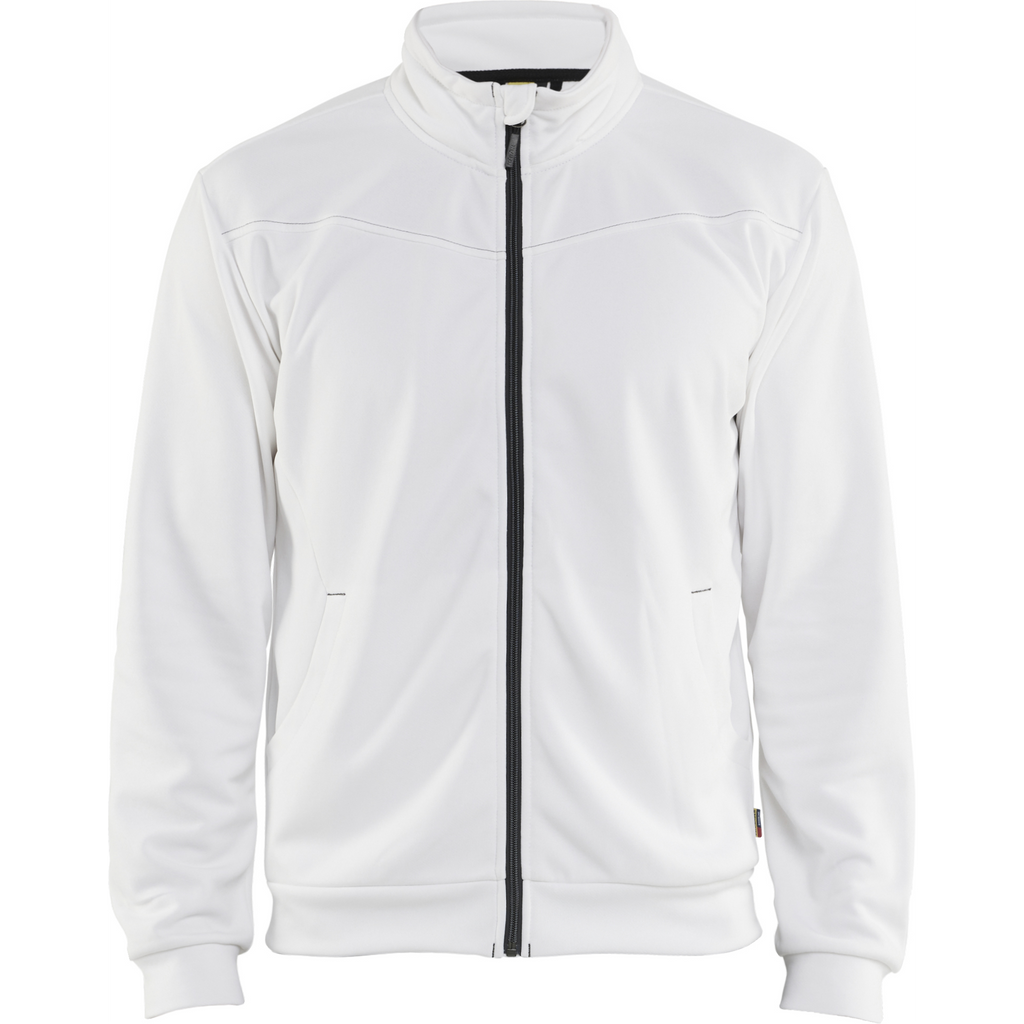 Blaklader Sweat Jacket with Zip, White/Dark Grey
