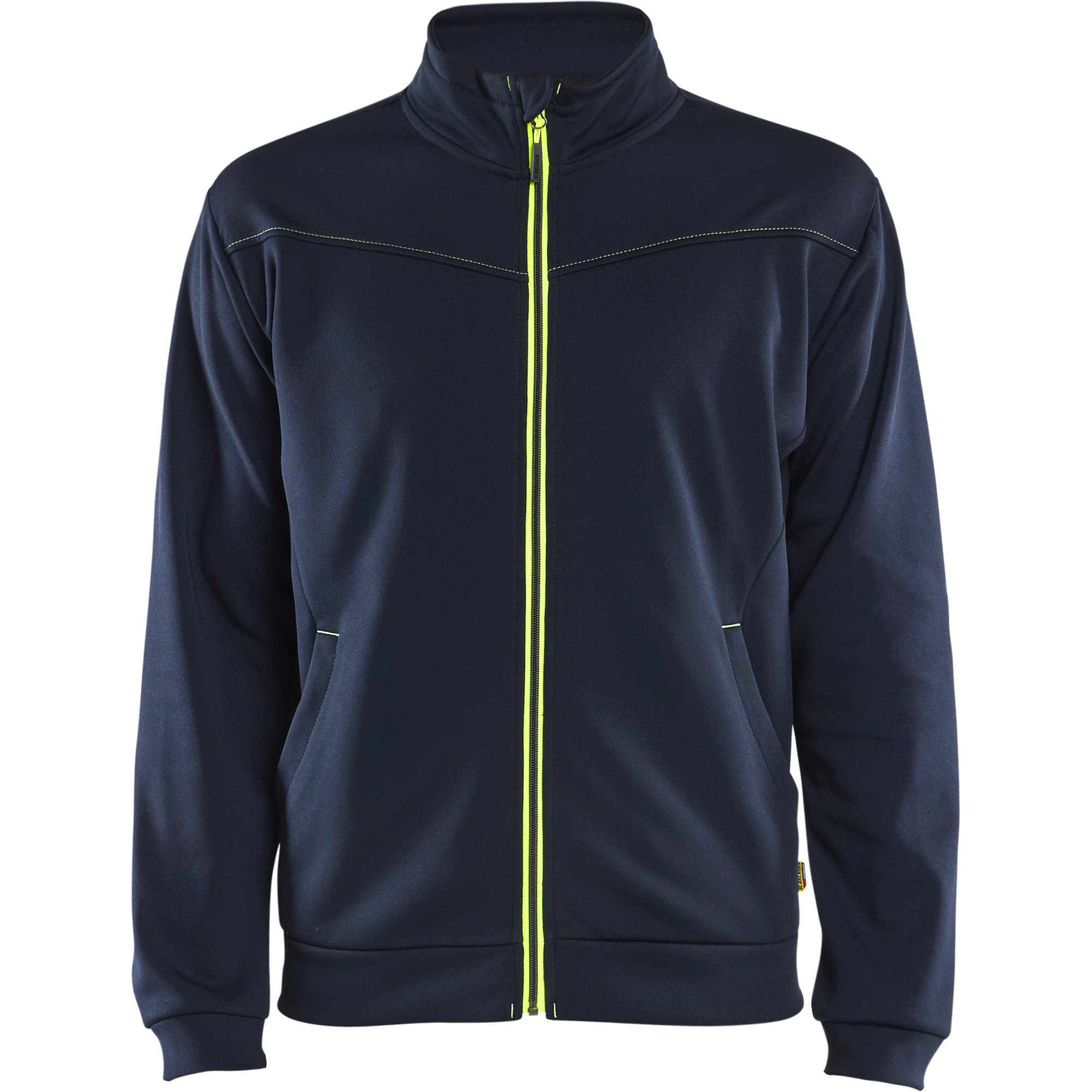Blaklader Sweat Jacket with Zipper, Dark Navy/Yellow