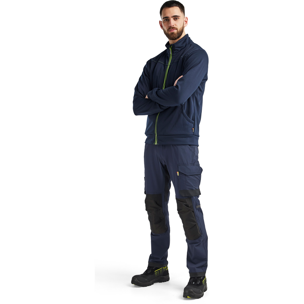 Blaklader Sweat Jacket with Zipper, Dark Navy/Yellow (5)