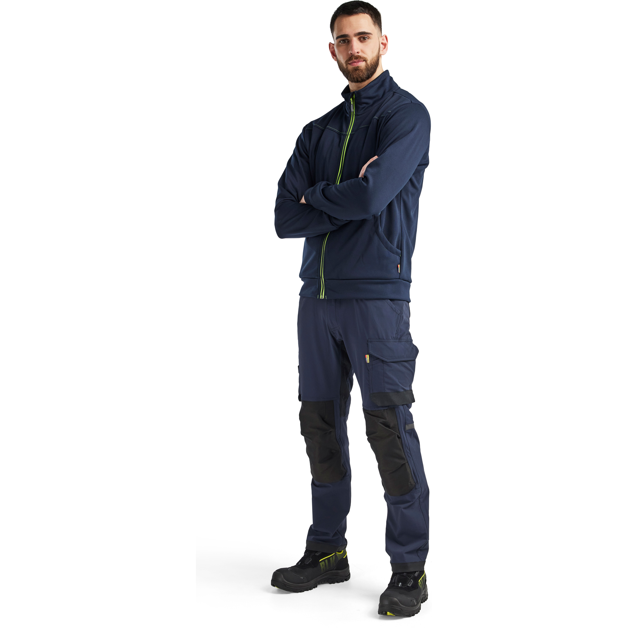 Blaklader Sweat Jacket with Zipper, Dark Navy/Yellow (5)