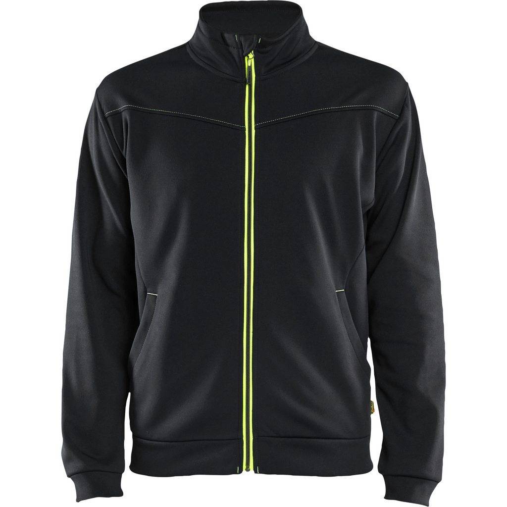 Blaklader Sweat Jacket with Zipper, Black/Yellow