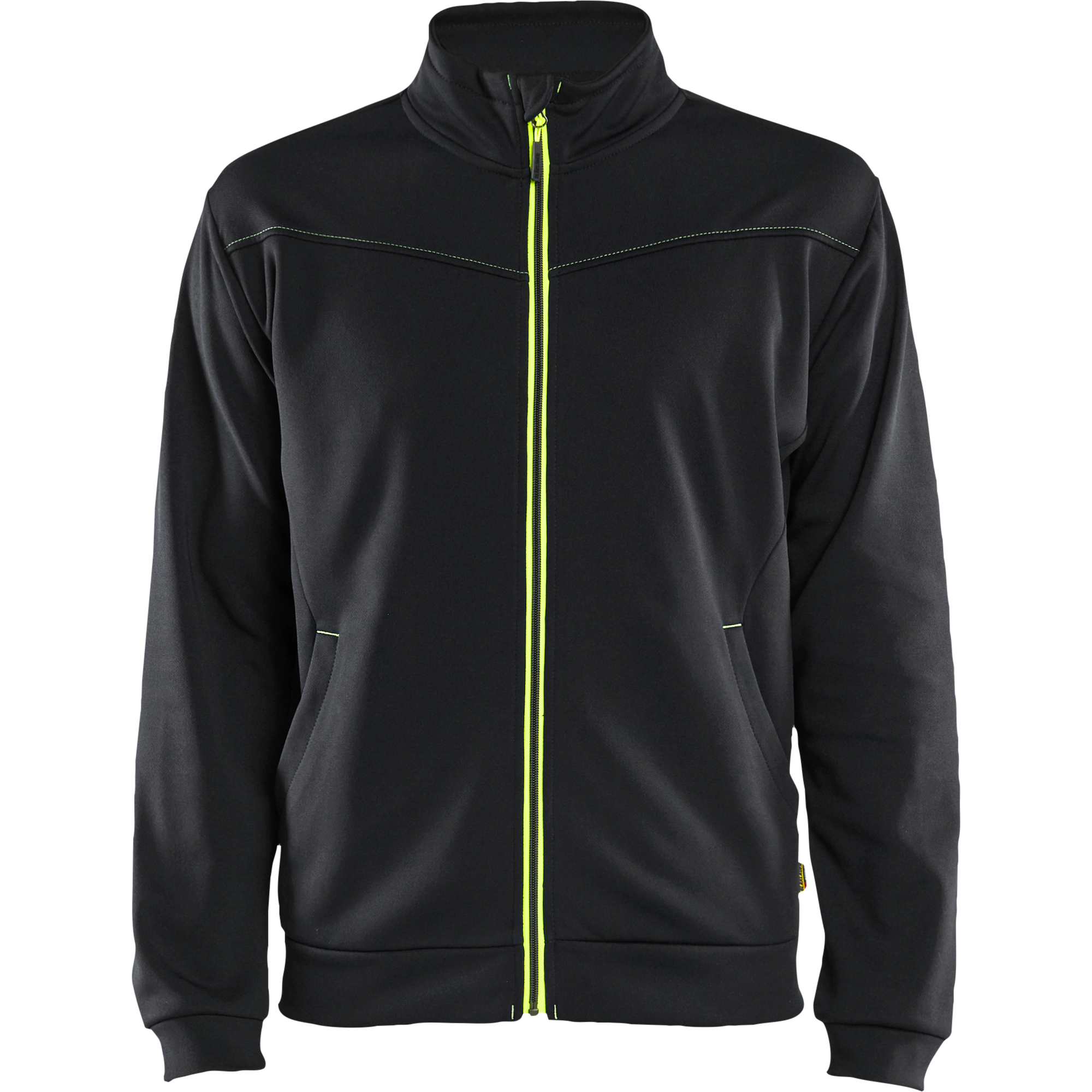 Blaklader Sweat Jacket with Zipper, Black/Yellow