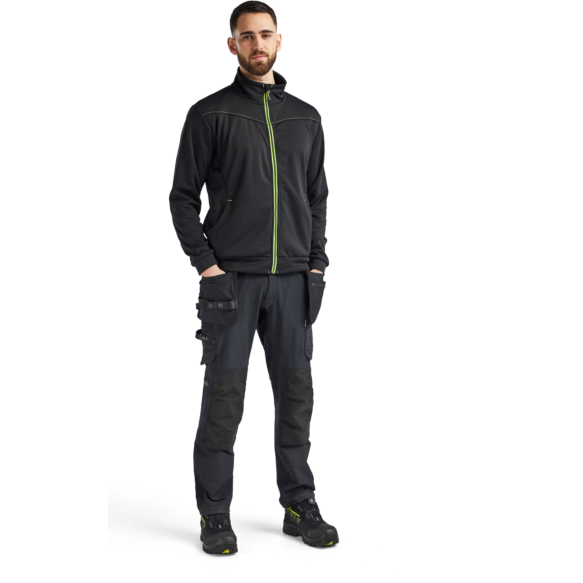Blaklader Sweat Jacket with Zipper, Black/Yellow (5)