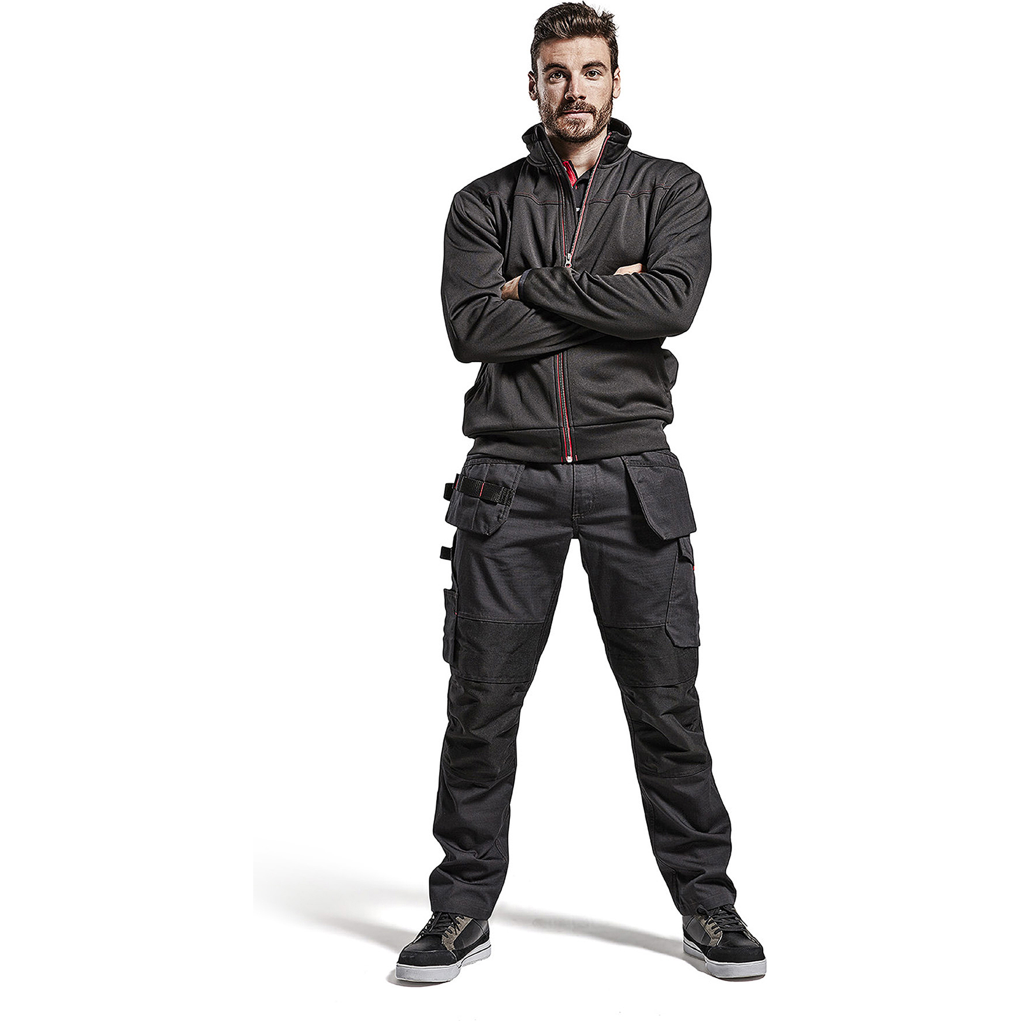 Blaklader Zip Sweat Jacket, Black/Red (5)