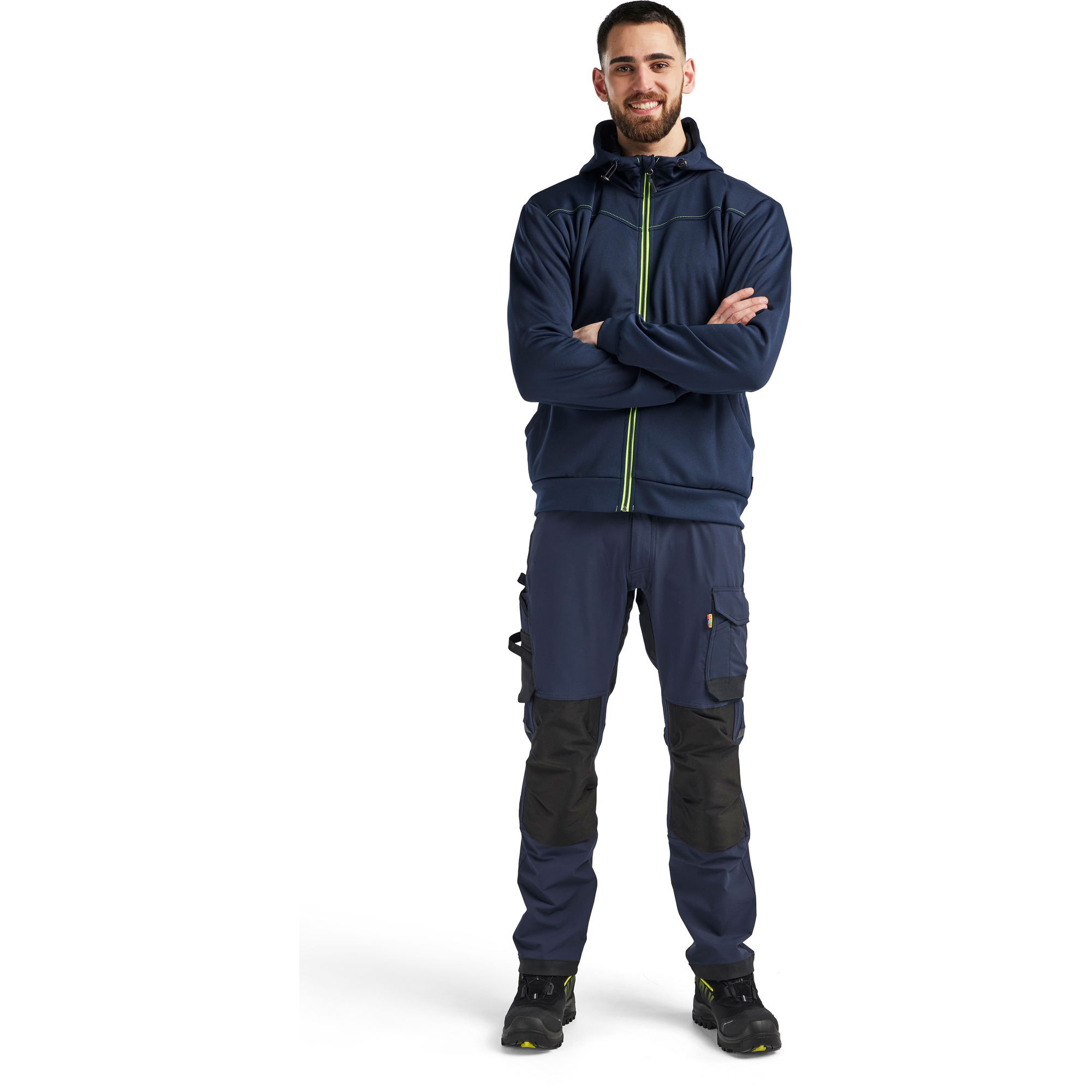 Blaklader Zip Hoodie, Dark Navy/Yellow (5)