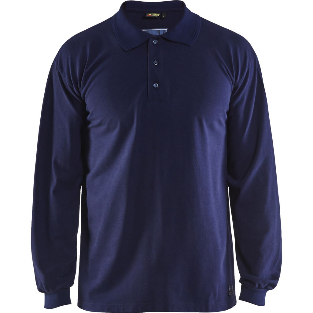 Blaklader Flame Resistant Long Sleeve Polo, Navy
