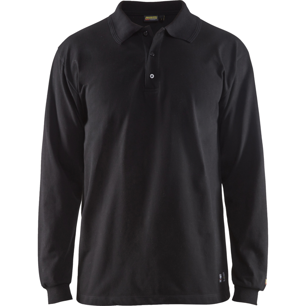 Blaklader Flame Retardant Long Sleeve Polo, Black