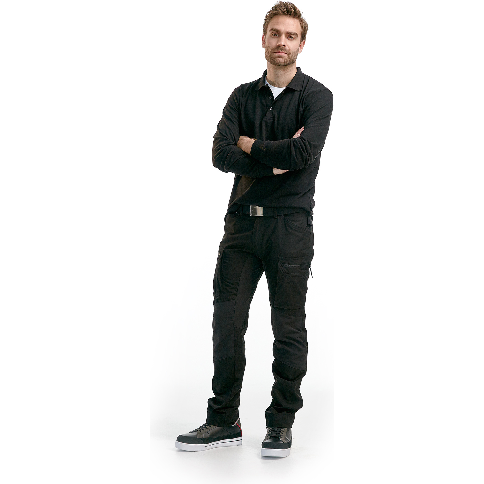 Blaklader Long Sleeve Polo Shirt, Black (5)