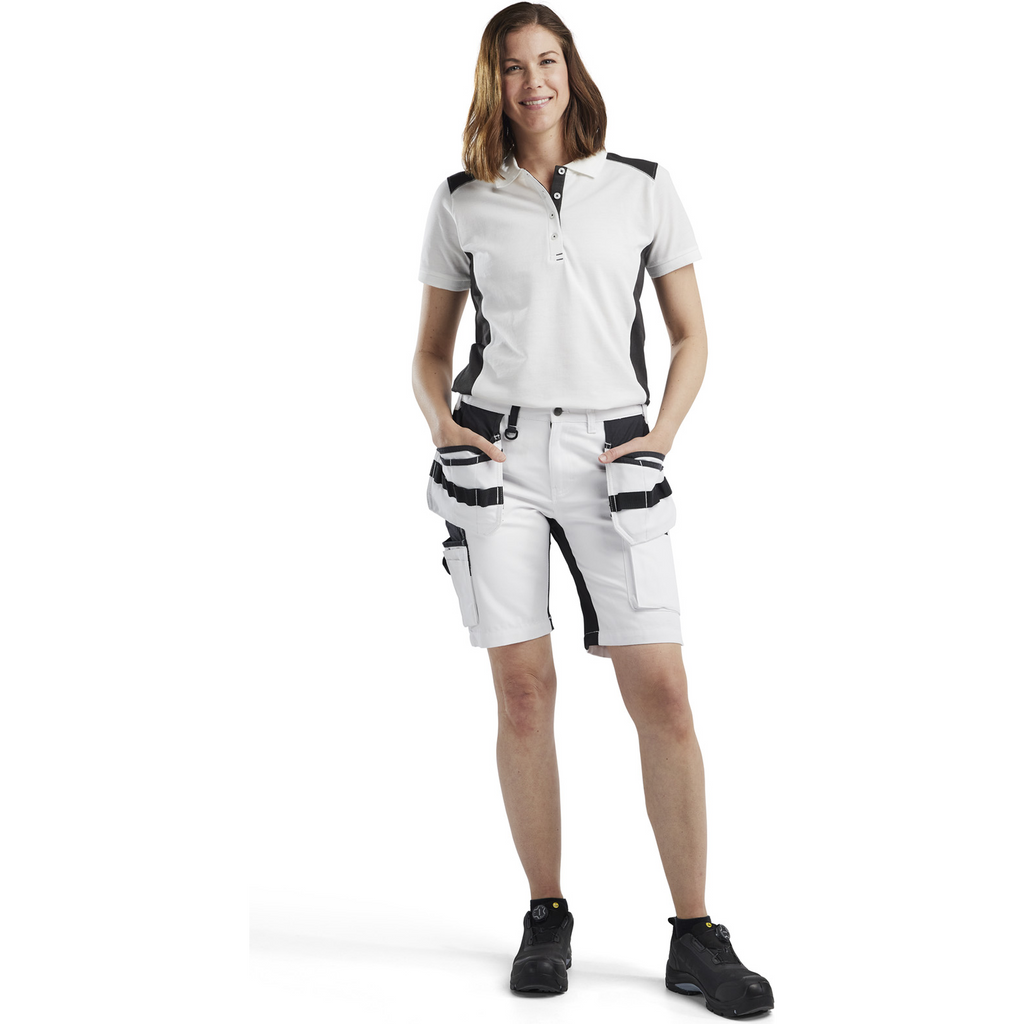 Blaklader Women's Polo Shirt, White/Dark Grey (5)
