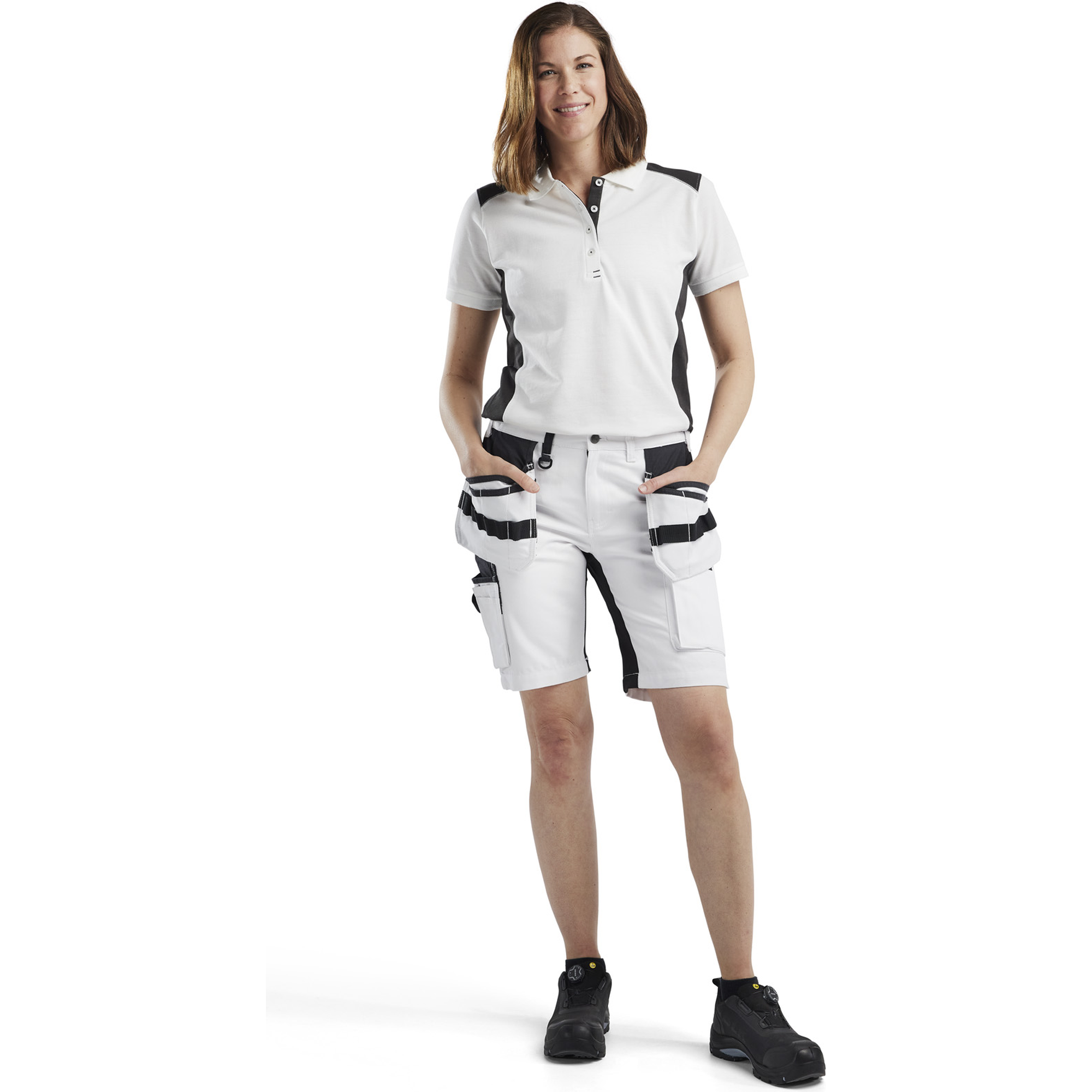 Blaklader Women's Polo Shirt, White/Dark Grey (5)