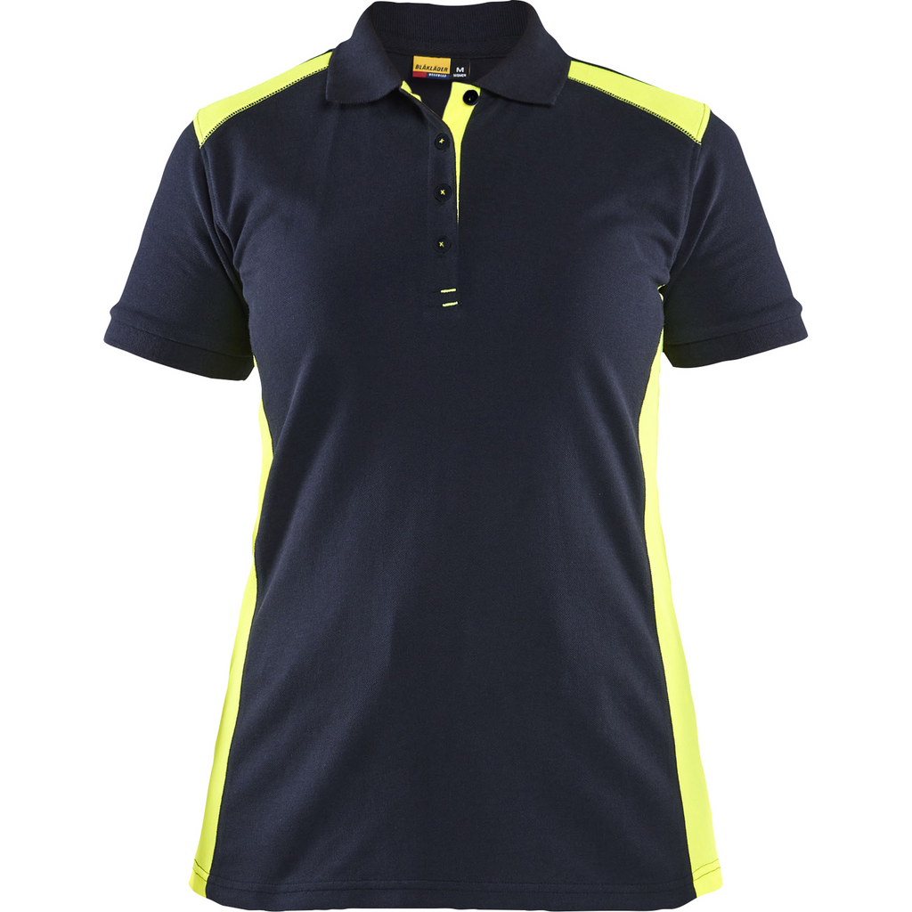 Blaklader Ladies Polo Shirt, Dark Navy/Yellow