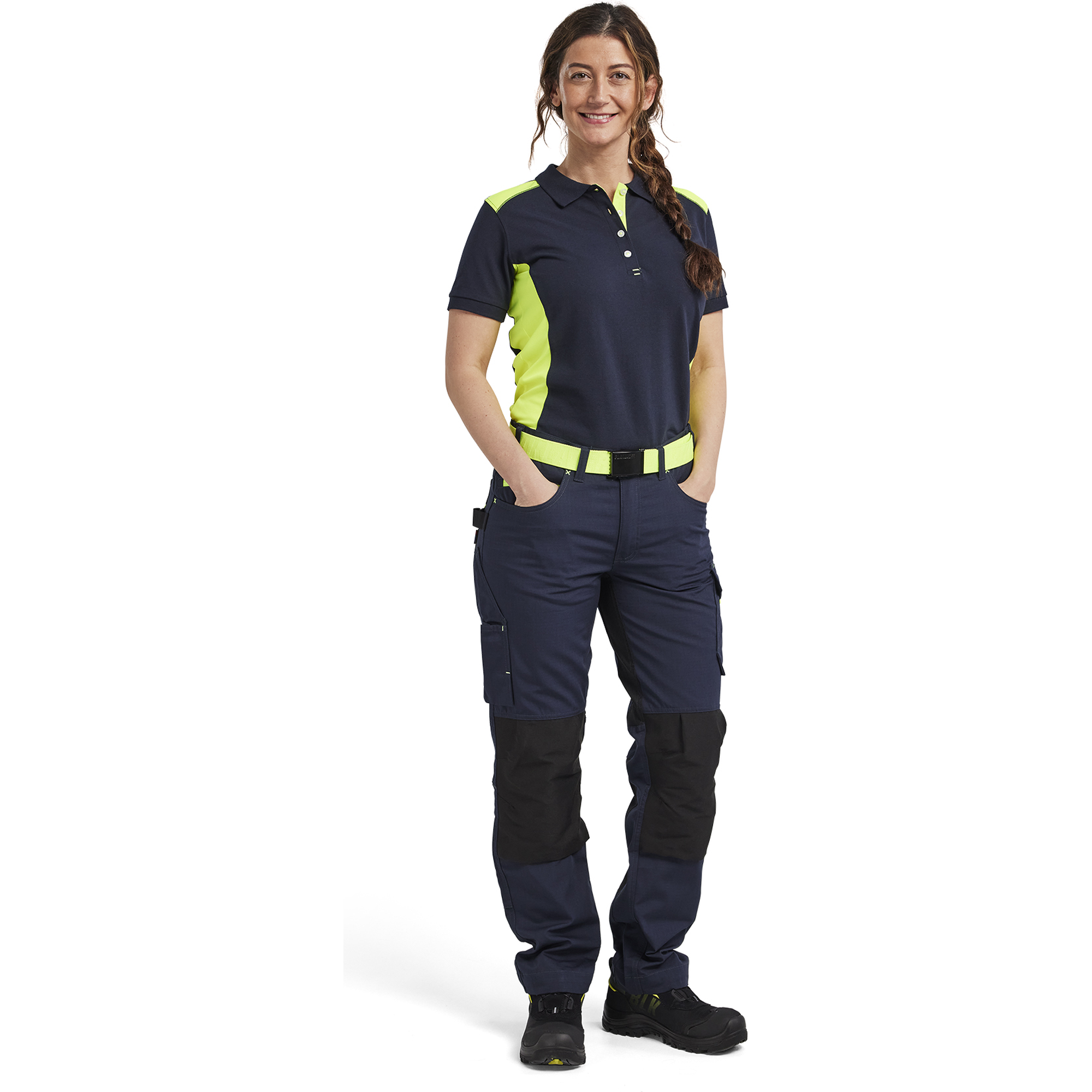 Blaklader Ladies Polo Shirt, Dark Navy/Yellow (5)