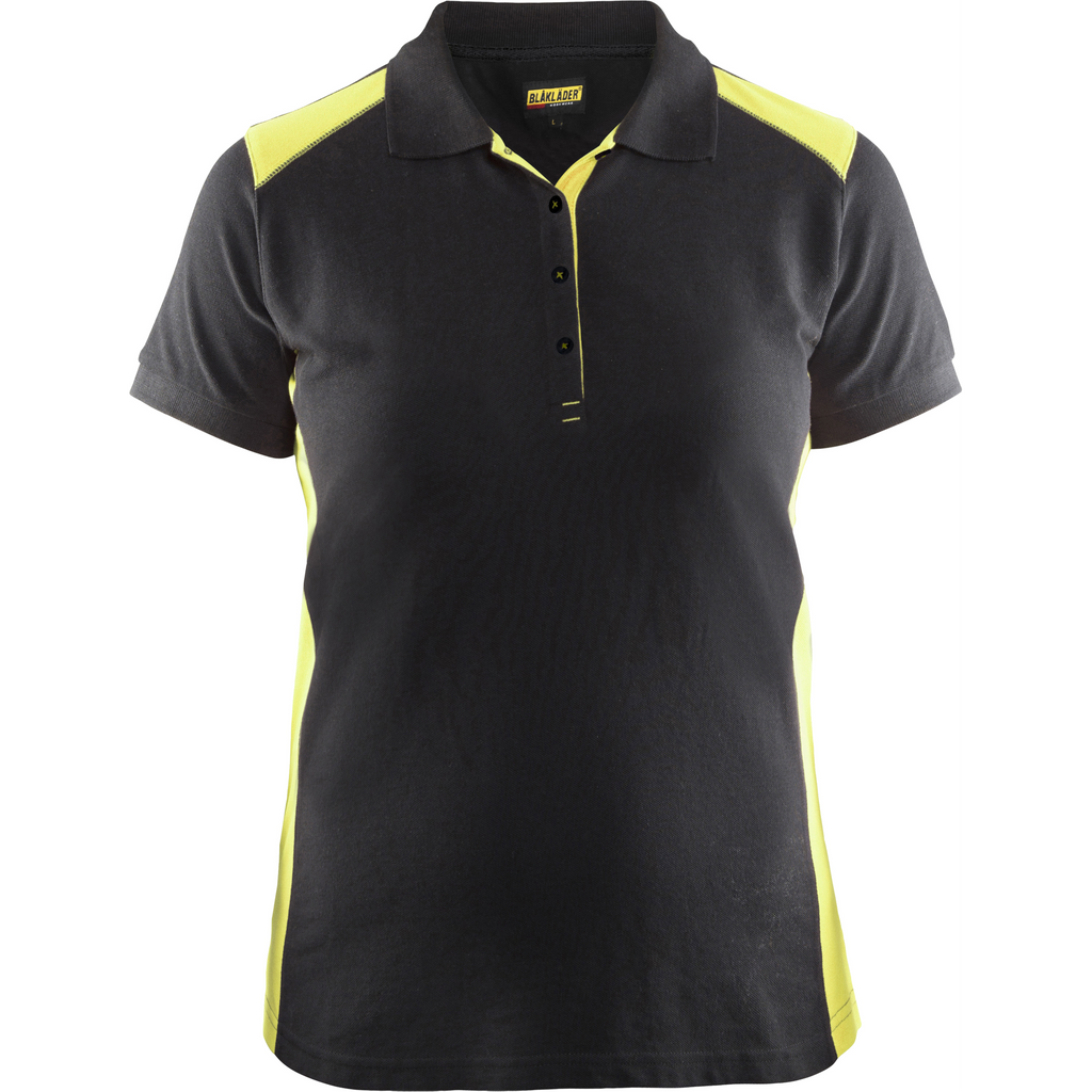 Blaklader Ladies Polo Shirt, Black/Yellow