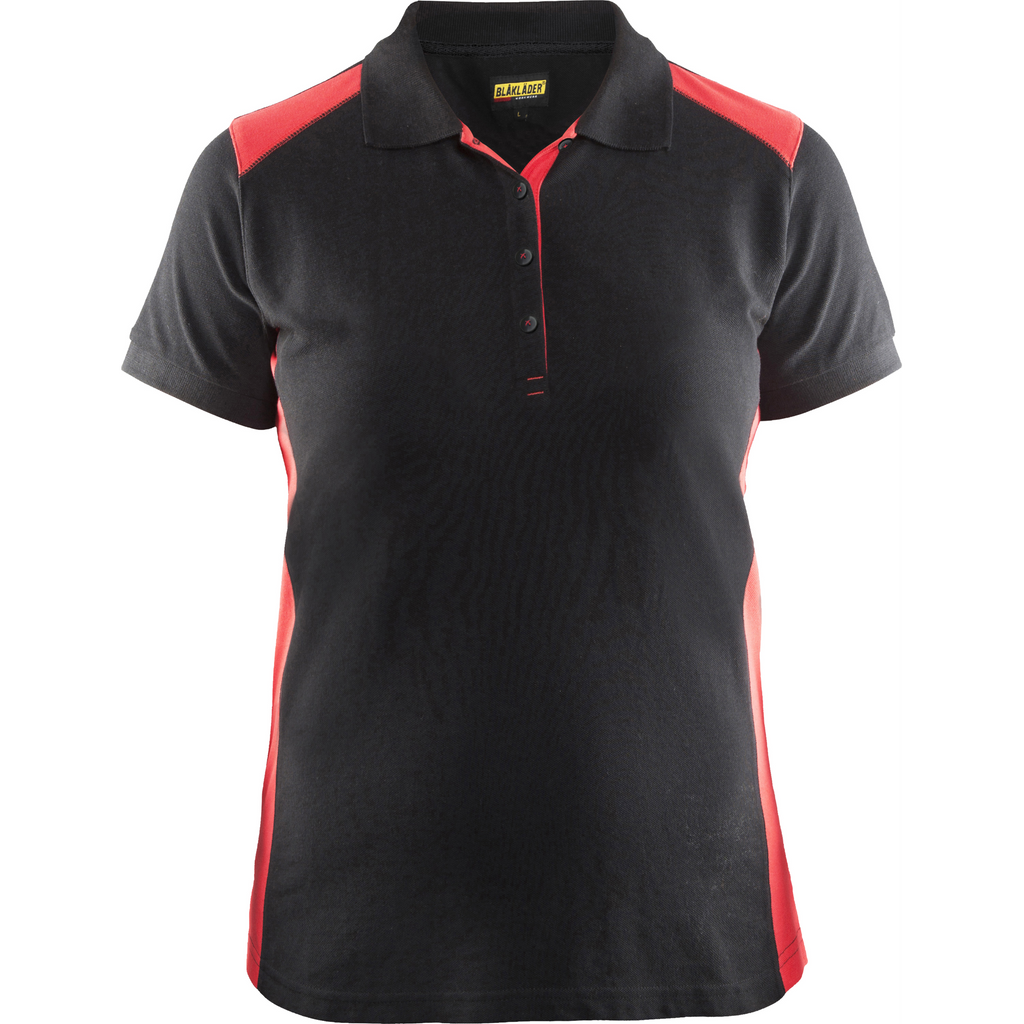 Blaklader Ladies Polo Shirt, Black/Red