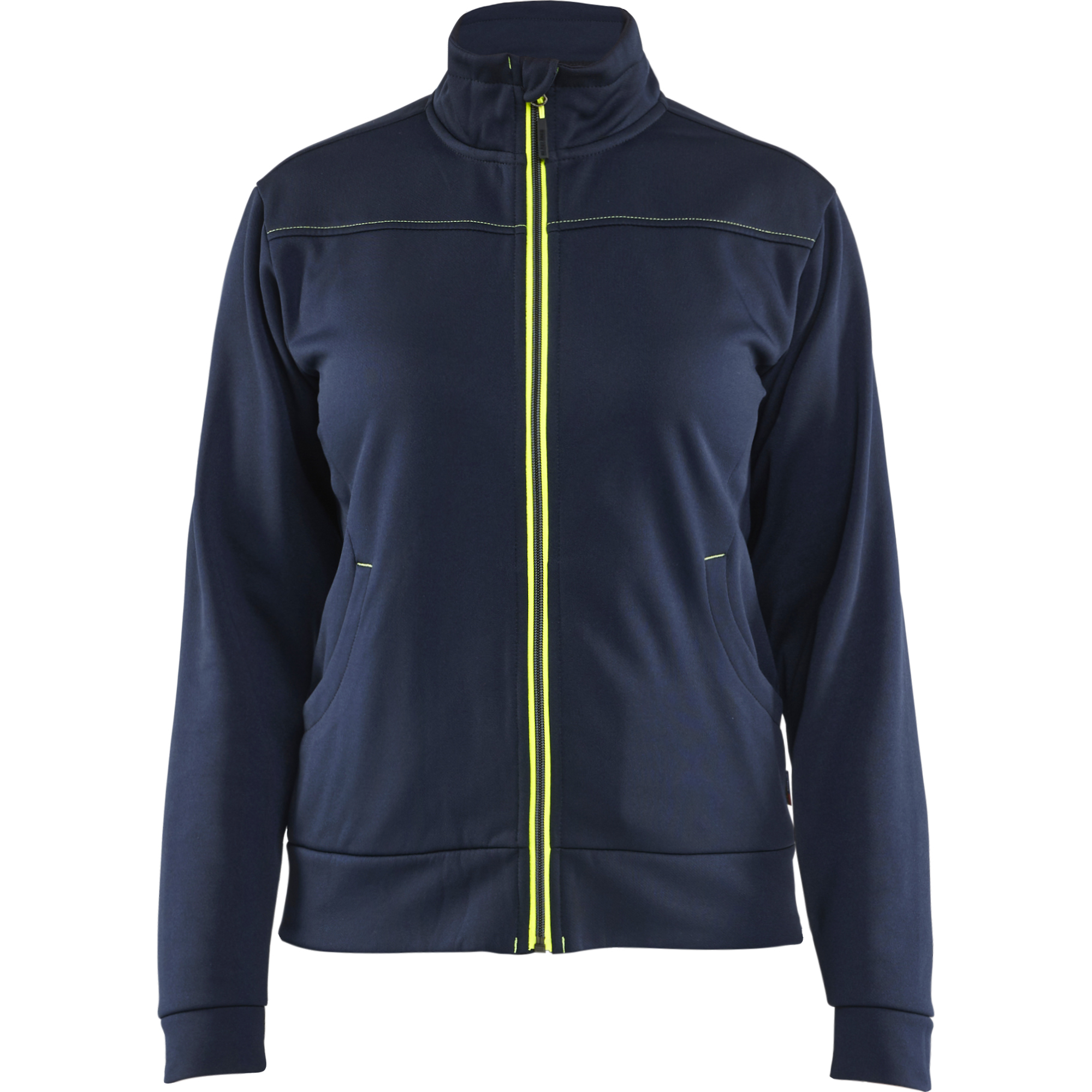 Blaklader Ladies Zip Sweatshirt, Dark Navy/Yellow