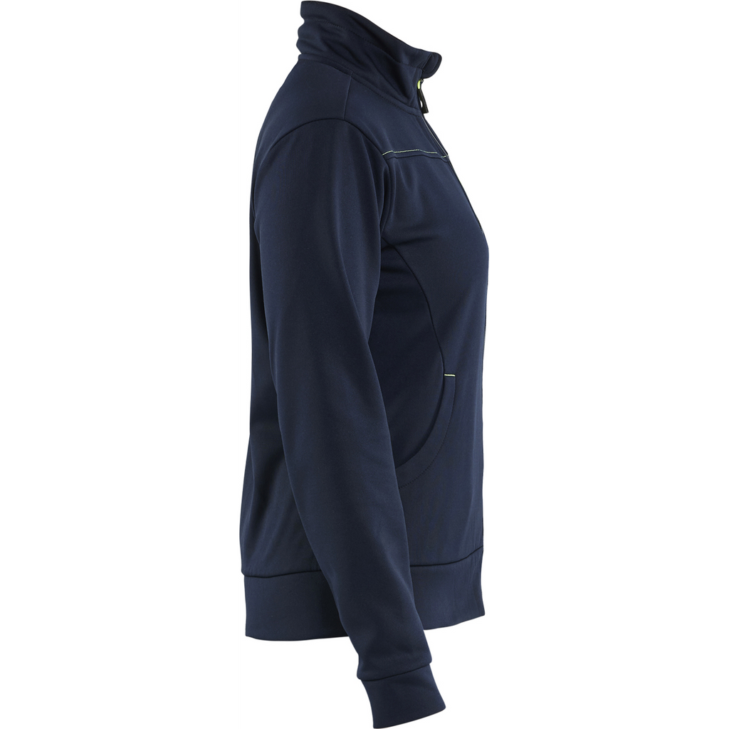 Blaklader Ladies Zip Sweatshirt, Dark Navy/Yellow (2)